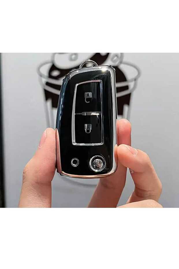 Nissan Qashqai, Juke, Micra Sustalı 2 Button Nano Key Case Cover Black Silver Color