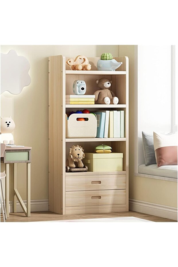 OneDcor Bamboo Storage Cabinet - Freestanding Floor Cabinet with Drawers & Shelves