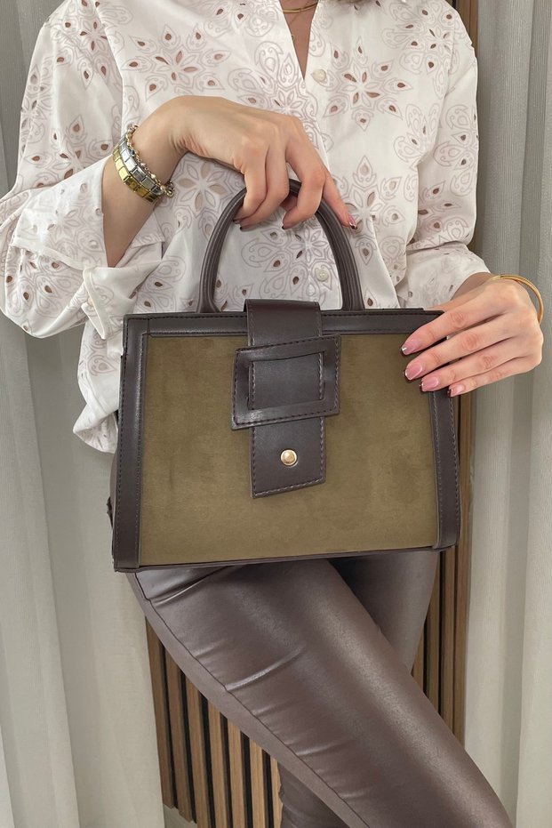 Fibag Women'S, Green Nubuck, Adjustable Long Strap, Handbag