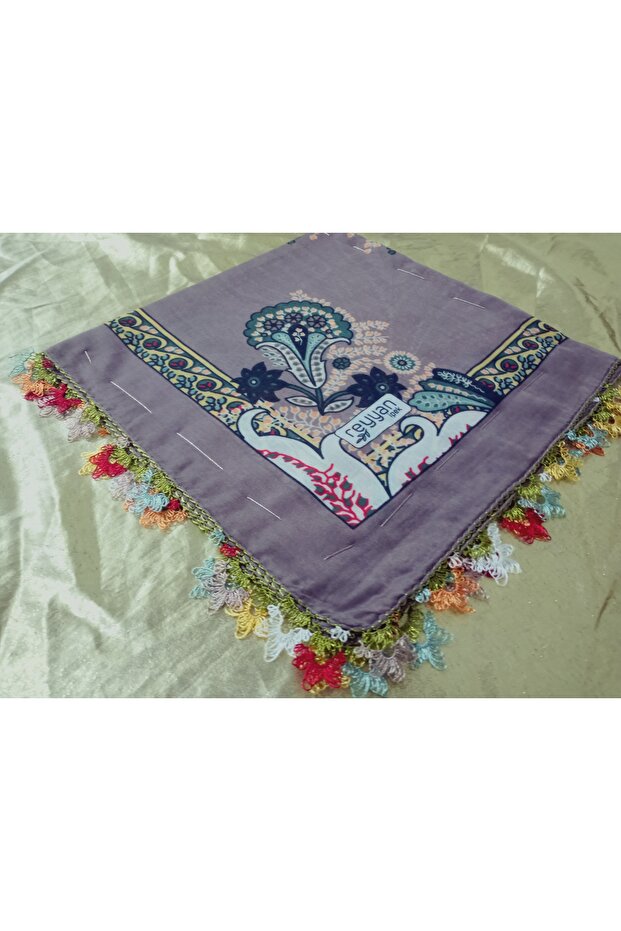 Ve Reyhan Handmade Needlework Writing, Scarf, Yemeni, Mevlit Shawl, Gift with 4 Edges Embroidered