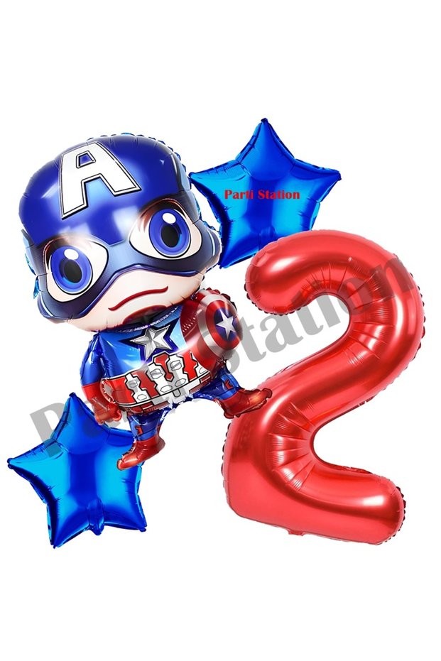 Avengers Captain America Concept 2 Year Old Figure Balloon Set Captain America Concept Birthday Balloon Set