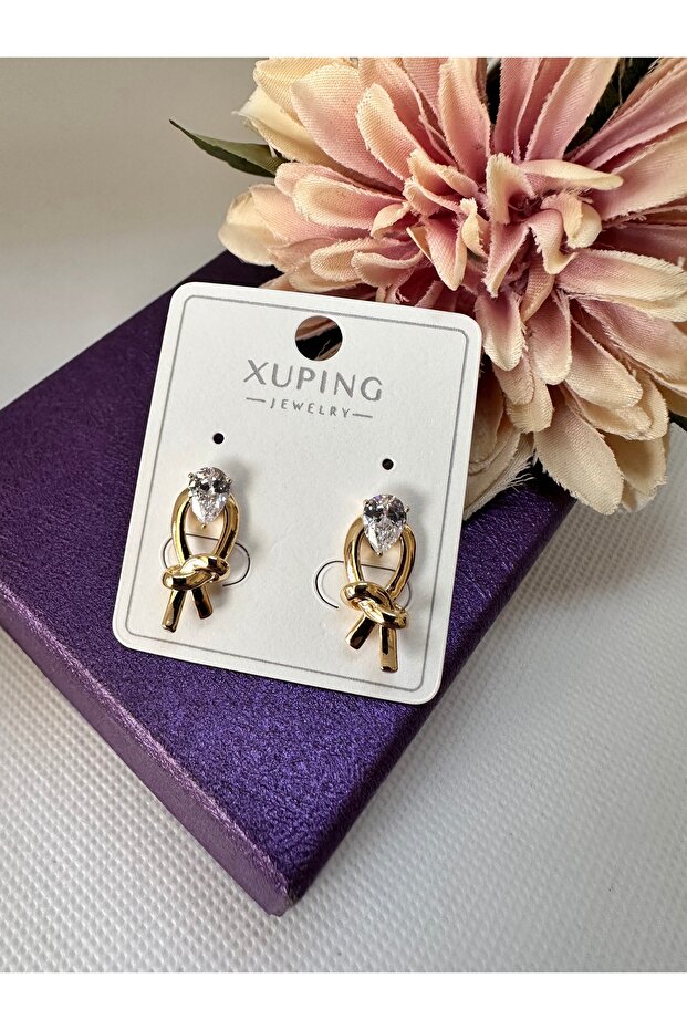 Zircon Stone Knot Model Steel Earrings