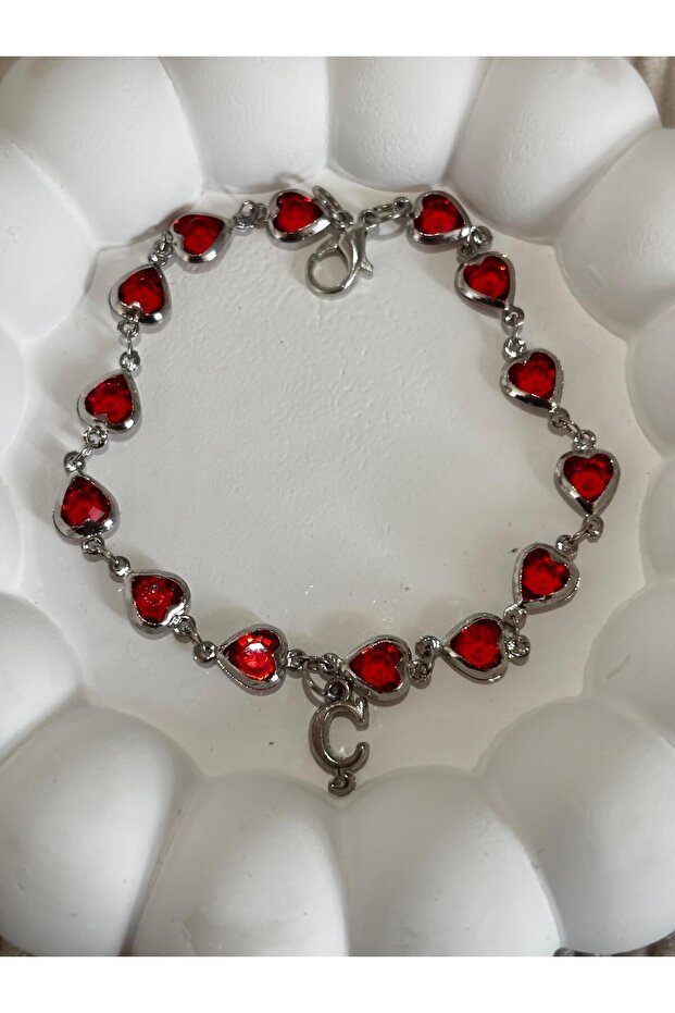 Red Heart Letter C Women's Bracelet