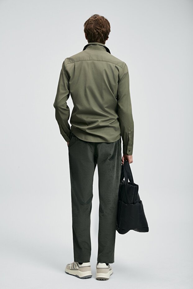 112010686 Ferla Basic Gömlek Regular Fit Erkek Gömlek HAKİ - 6