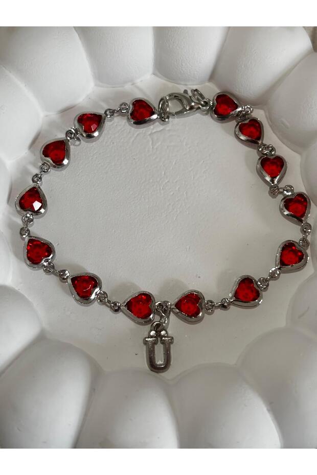 Red Heart Letter U Women's Bracelet