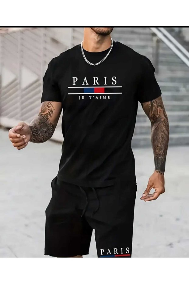 Paris and'Je t'Aime' Written T-Shirt and Shorts Set