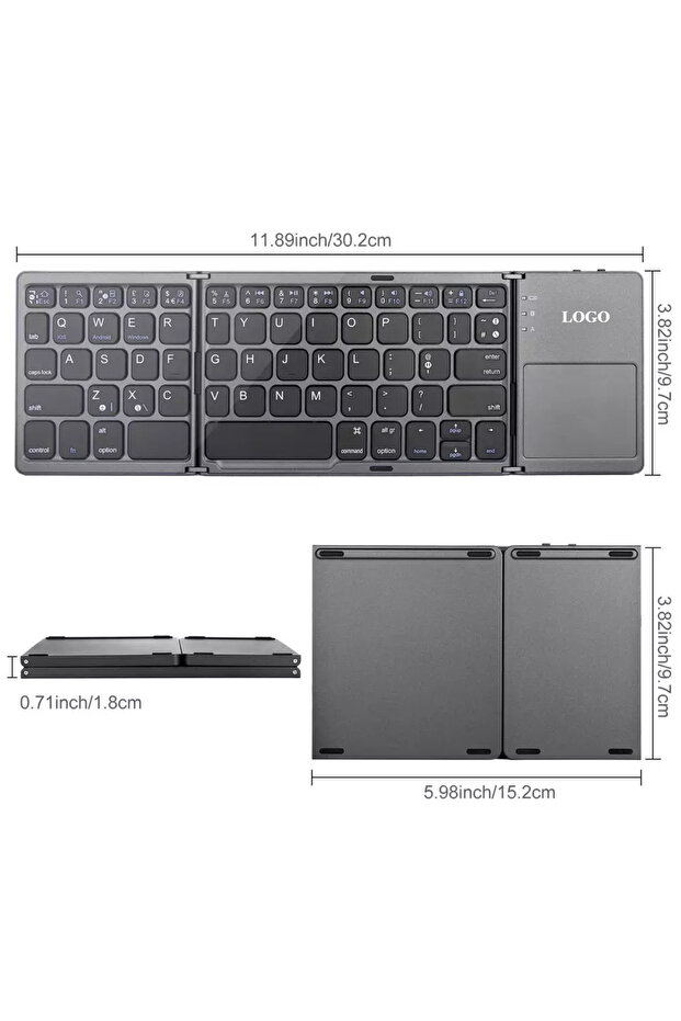 Foldable Wireless Bluetooth Keyboard with Touchpad – Portable Rechargeable Mini Keyboard - 3
