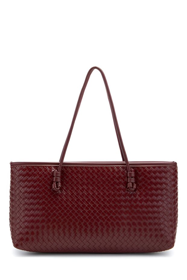 Women's Tote Handbag and Shoulder Bag with Knitted Detail