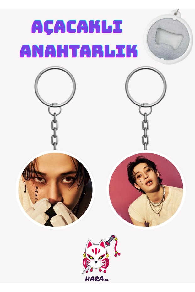 Stray Kids Kpop Karma Album Hooray Version Bang Chan Keychain Opener Set (2-Piece)