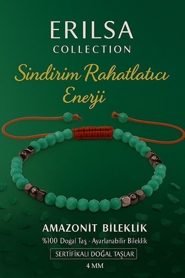 Certified Digestive Relief Energy Bracelet – Amazonite Terahertz Natural Stone Thin Model