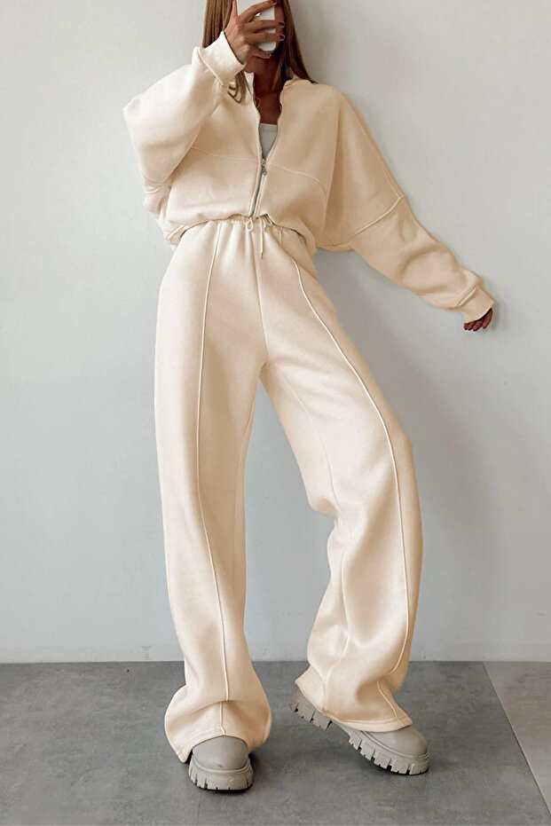 Women's Bomber High Waist Palazzo Oversized Tracksuit Set