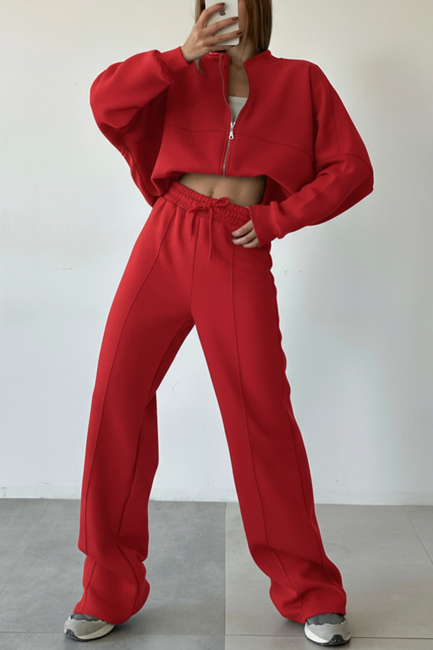 Women's Bomber High Waist Palazzo Oversized Tracksuit Set