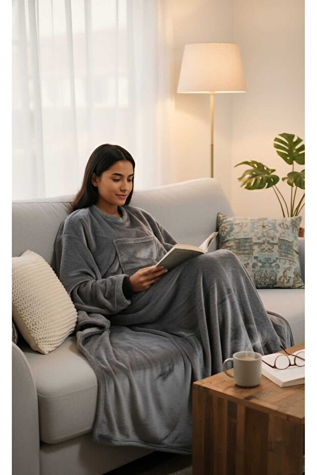 Rogorous Wearable Fleece Blanket with sleeves and pocket, Extremely soft and Breathable