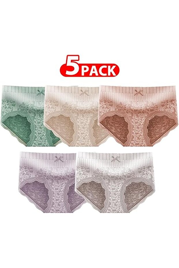 Women's High-Waisted Butt Lifting Underwear Panties Soft Stretch One Size 5Pcs MGU03