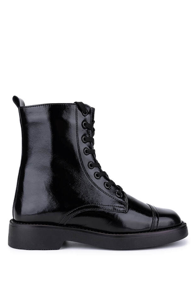 Women's Black Patent Leather Casual Boots