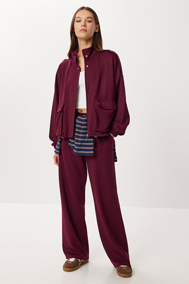 Modal Top and Bottom Set with Flap Pocket Lby0025 Mürdüm