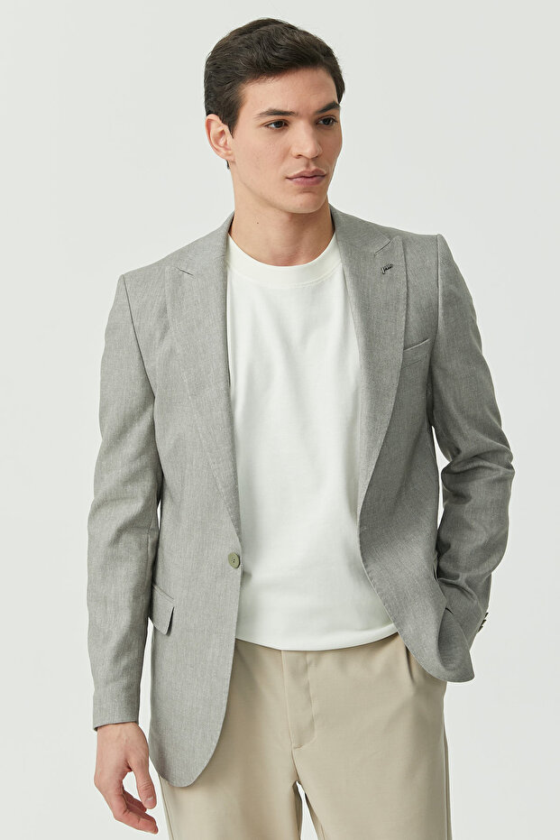 سترة رجالية بزر واحد وياقة مفردة - 1