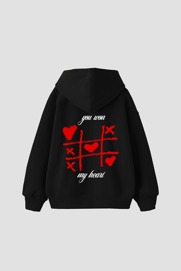 816 Locked Printed Oversized Unisex Black Hoodie