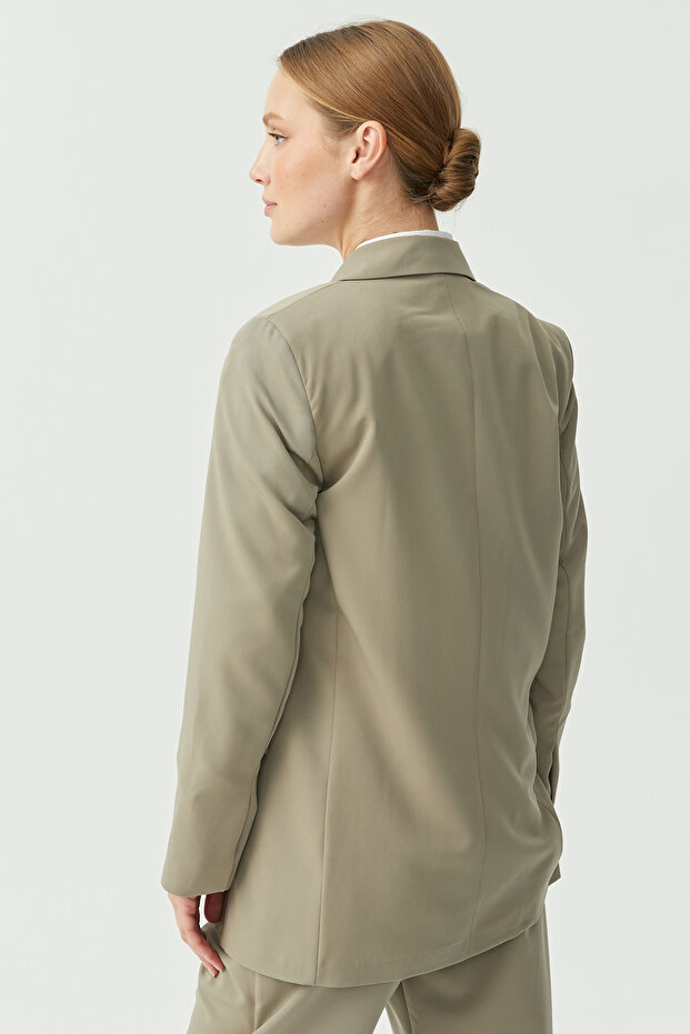 Kadın Tek Düğmeli Blazer Ceket - 8