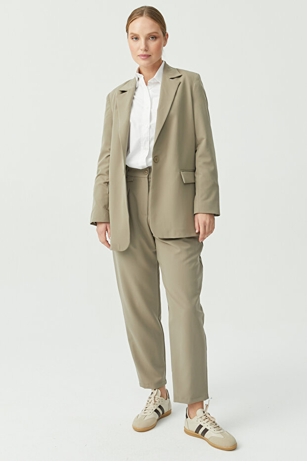 Kadın Tek Düğmeli Blazer Ceket - 5