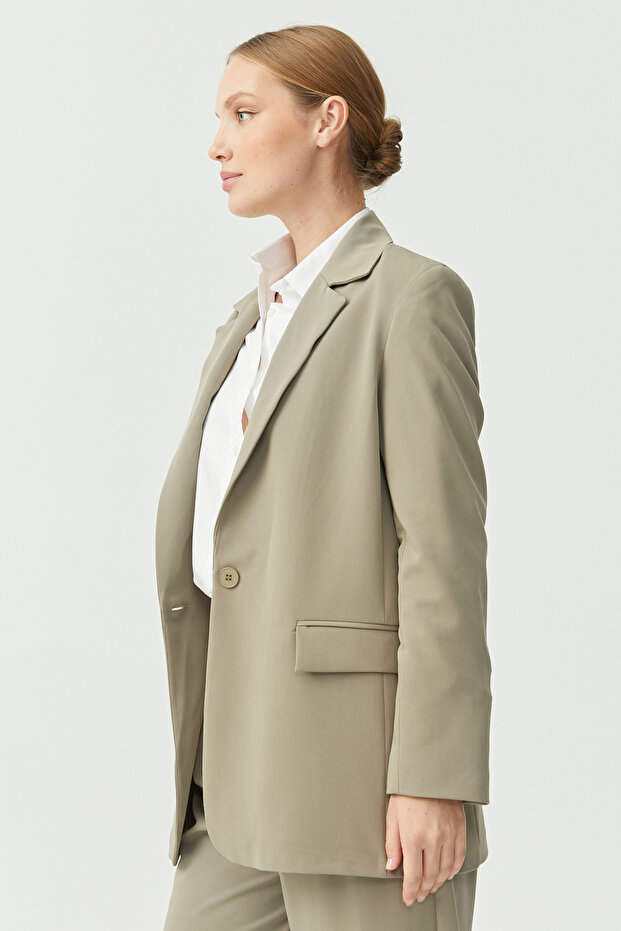 Kadın Tek Düğmeli Blazer Ceket - 2