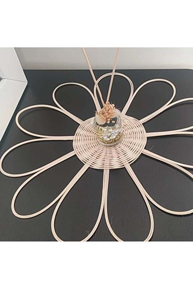 Flower-Decorated Decorative Rattan Set of 3