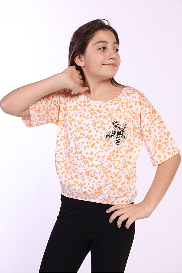 Girl's Printed Crew Neck Short Sleeve T-Shirt