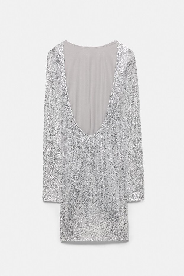 Sırtı açık pullu elbise - 6