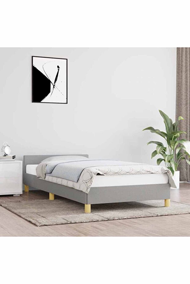 Bed Frame without Mattress Light Grey 90x200 cm Fabric