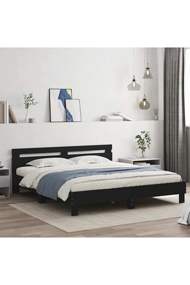Bed Frame without Mattress Black 180x200 cm Super King