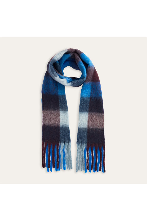 Women's Navy Blue Striped Soft Scarf
