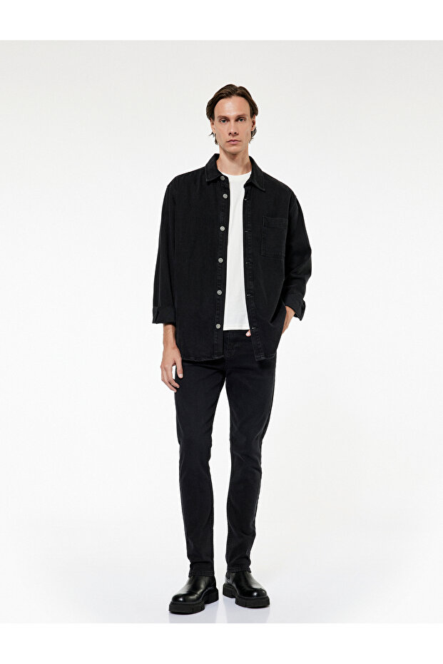 Slim Fit Pocket Cotton Jean Trousers - Slim Fit Bread Jeans