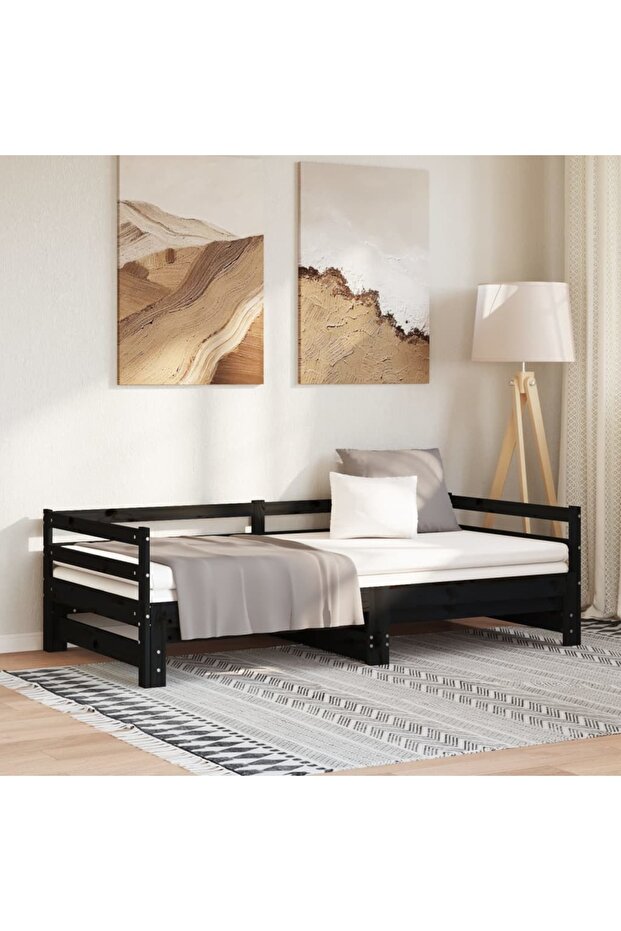 Pull-out Day Bed without Mattress Black 2x(90x200)cm