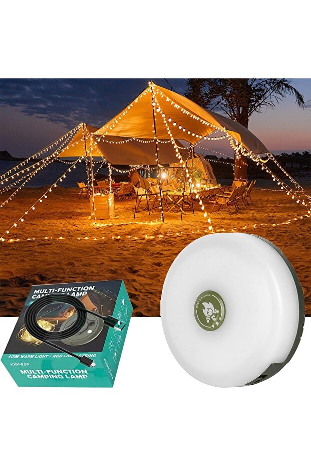 Outdoor Camping String Lights - 4-in-1 Multi-functional Portable String Lights (Colourful) - 1