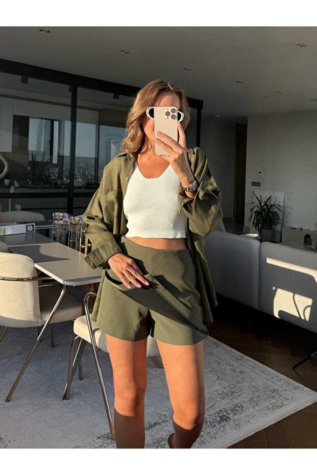 Doublu Kumaş Şort Etek - 2