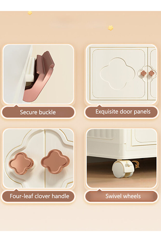 5-Layer Stackable Storage Containers With Lids and Wheels, Multi-Purpose Folding Plastic Double-Door - 6