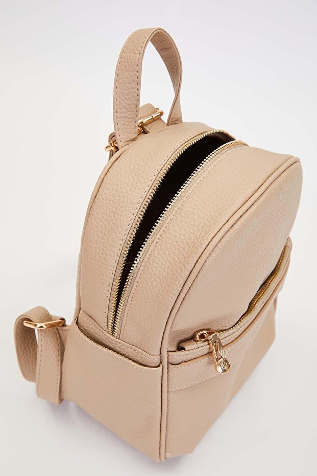 حقيبة ظهر بسحاب من جلد المنك - 3