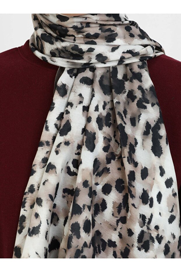 Marbella Leopard Patterned Soft Shawl - Multicolored - - 5