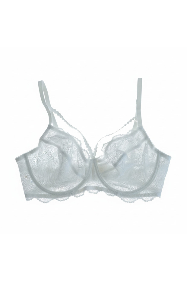 Women's Unlined Lined Plus Size Cross Band Detailed Lace Bra Bb2020