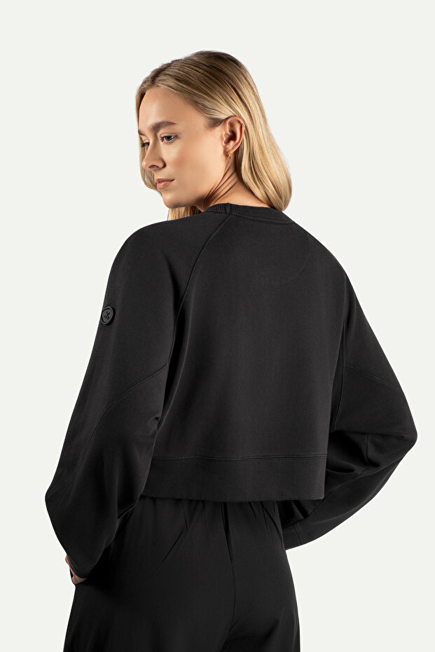 Kadın Basic Regular Crop Sweatshirt - Ruvien - Tar - 8