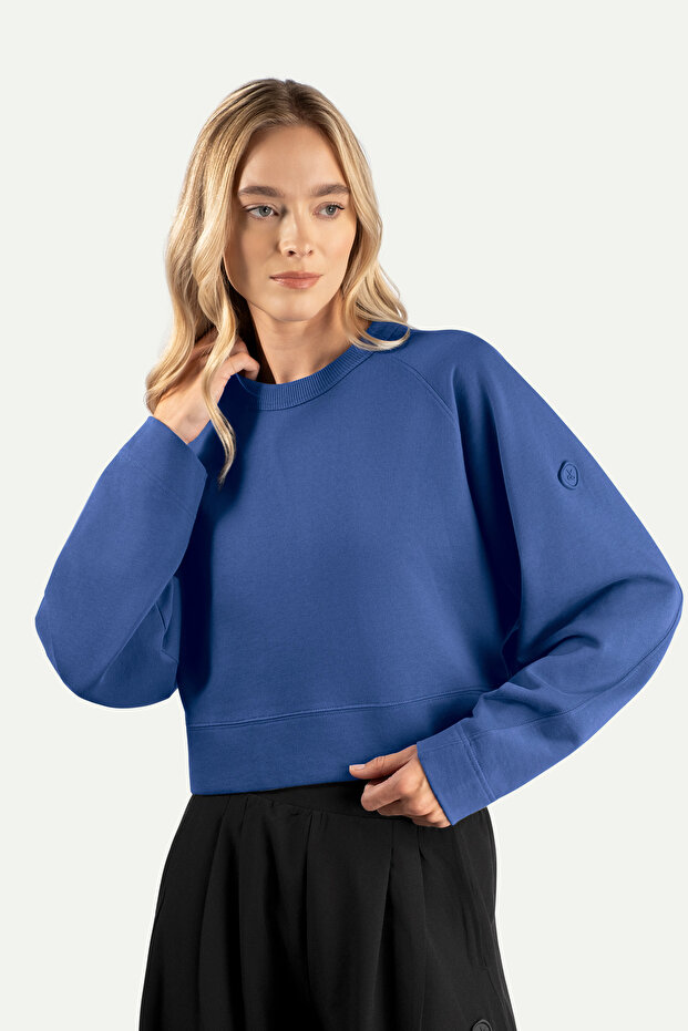 Kadın Basic Regular Crop Sweatshirt - Ruvien - Comet - 3