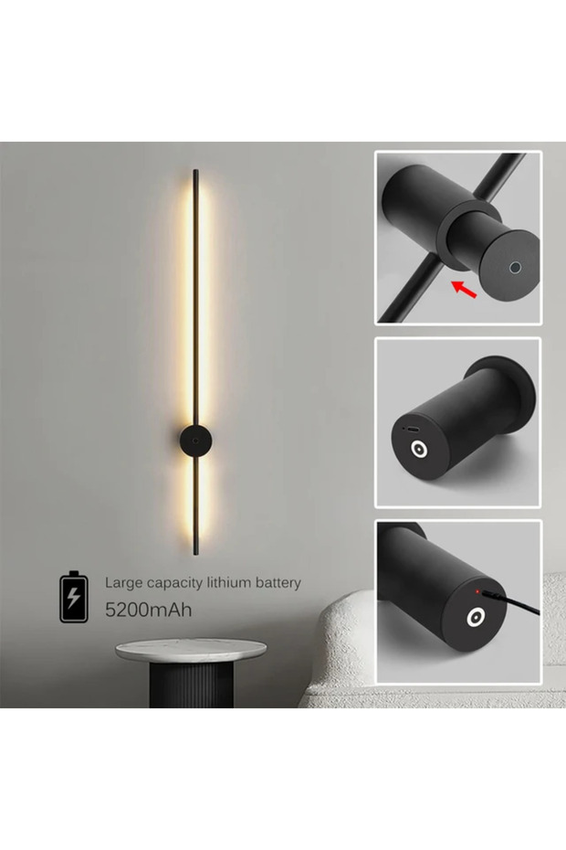 مصباح حائط لاسلكي قابل لإعادة الشحن، USB-C، 90 سم - 2
