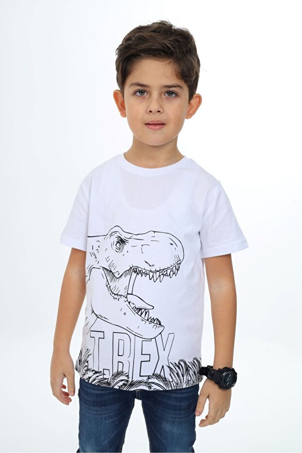 Boy's Printed Crew Neck Short Sleeve T-Shirt