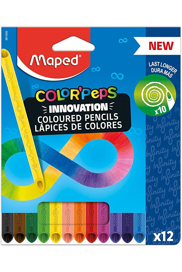 Color'Peps Infinity Coloured Pencils - 12 Pack - 100% Coloured Lead