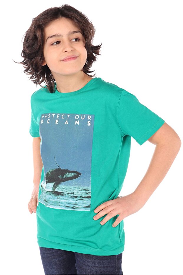 Boy's Printed Crew Neck Short Sleeve T-Shirt