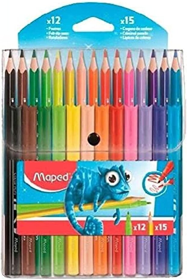 Pulse Combo Pack - 15 Coloured Pencils + 12 Felt-tip Markers