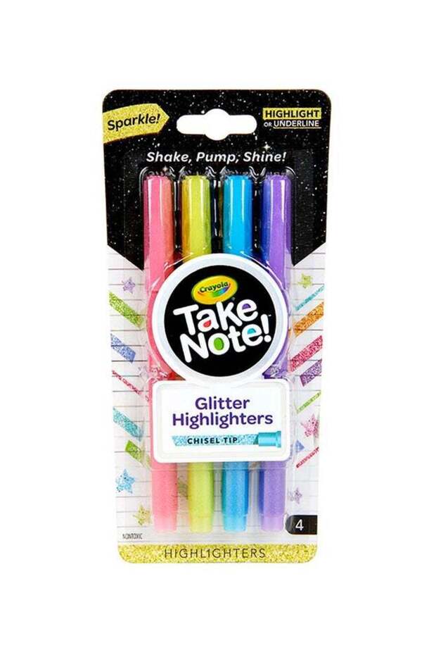 Take Note Glitter Highlighters, 4 Count 19.37x9.22x1.59cm
