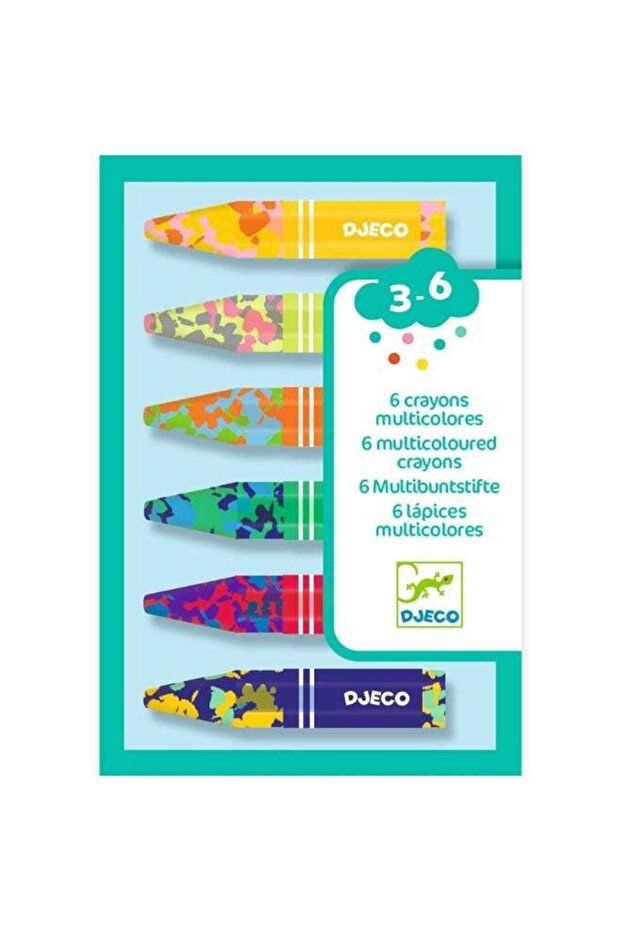 6 Multicoloured Flower Crayons