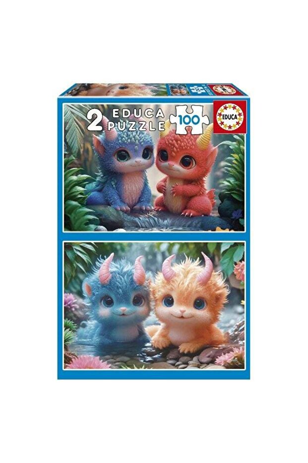 Set of 2 puzzles for children with 100 pieces, adorable monsters, dimensions: 40 x 28 cm, recommend