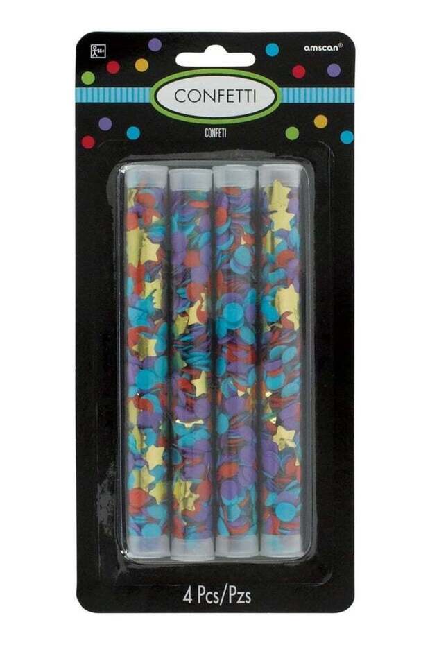 Multicolor Paper Confetti Tubes - 4pc